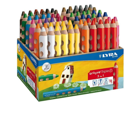 Groove Triple1 kleurpotloden, diverse kleuren, L: 12 cm, vulling 10 mm, 72 stuk/ 1 doos