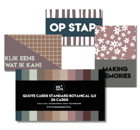 Studio Ins & Outs - Set Van 24 Quotes Kaartjes - Botanical 2.0 - Mini Kaartjes Leuke Uitspraken - Motiverende Kaartjes - Kl