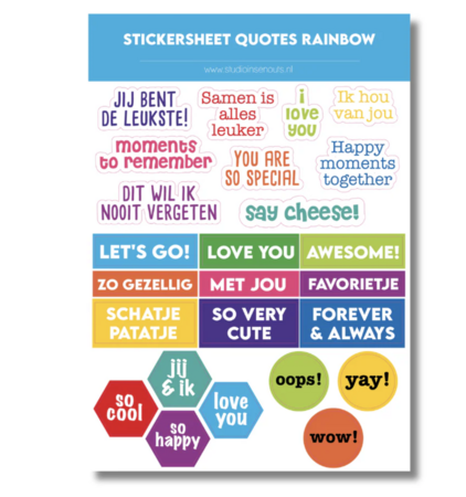 Studio Ins & Outs - Stickervel Quotes Rainbow 2.0 - Tekststickers - Stickers Met Quotes En Korte Teksten - Regenboogkleuren