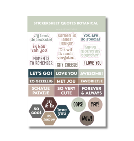 Quote stickers | Stickervel met teksten | Journaling & scrapbook stickers | Botanical