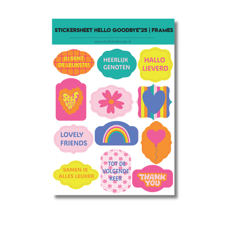 Studio Ins & Outs - Stickervel Frames Hello Goodbye 2025 - Stickers Met Frames En Banners - Vriendschap Tekst Stickers - 12
