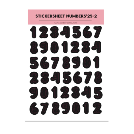 Studio Ins & Outs - Stickervel Numbers-2 - Zwarte Cijferstickers - Stickervel Cijfers - Nummerstickers Zwart