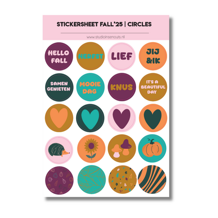 Studio Ins & Outs - Stickervel Circles Fall&rsquo;25 - Herfst Stickervel Rondjes - Tekststickers & Illustraties - Scrapbook
