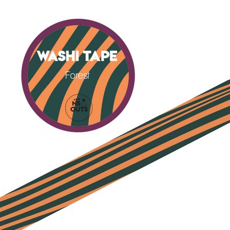 Studio Ins & Outs - Fall'25 - Brede Washi Tape - Forest - Fall &rsquo;25 - Masking Tape - 1,5 cm - Oranje-Groene Strepe
