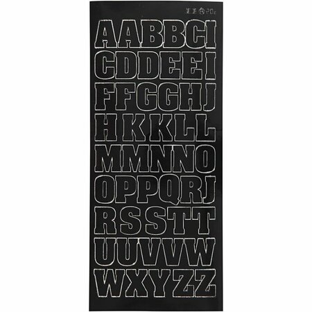 Stickers Zwart - Grote Hoofdletters Stickervel - Zelfklevende Alfabet Stickers - DIY Kaarten Maken & Scrapbooking - 10x23 cm