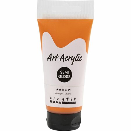 Acryl Verf, semi-glanzend, semi-dekkend, oranje, 75 ml/ 1 fles