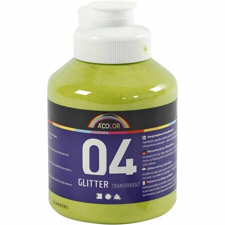 Glitterverf Groen | Acrylverf met glitters Lime Groen | Hobbyverf glitter | Waterbasis | 500 ml | 1 fles