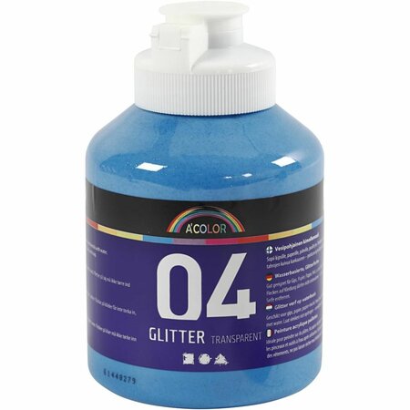 Glitterverf Blauw | Acrylverf met glitters Blauw | Hobbyverf glitter | Waterbasis | 500 ml | 1 fles