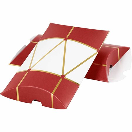 Cadeaudoosjes, trommel, afm 12x9,4x2,5 cm, 300 gr, goud, rood, wit, 3 stuk/ 1 doos