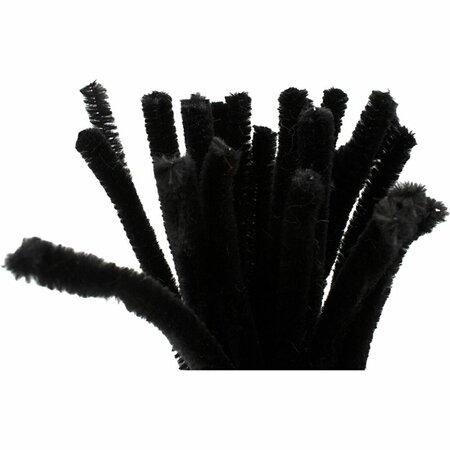 Chenille, L: 30 cm, dikte 9 mm, zwart, 25 stuk/ 1 doos