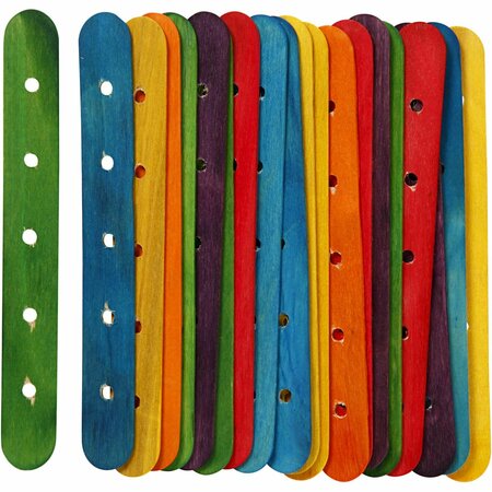 Constructiestokjes, L: 15 cm, B: 1,8 cm, gatgrootte 4 mm, diverse kleuren, 20 div/ 1 doos