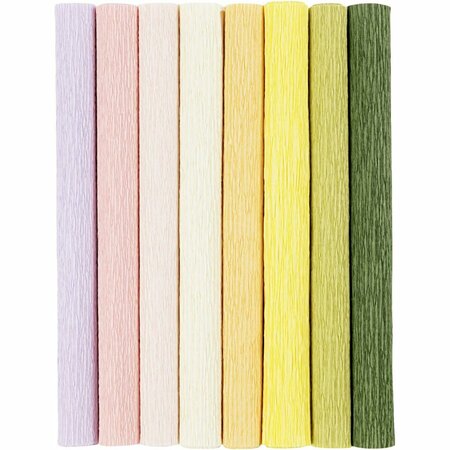 Cr&ecirc;pepapier, vel 25x60 cm, Cr&ecirc;pe-verhouding: 180%, 105 gr, pastelkleuren, 8 vel/ 1 doos