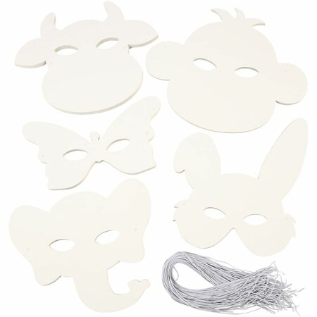 Dierenmaskers, H: 13-24 cm, B: 20-28 cm, 230 gr, wit, 100 stuk/ 1 doos