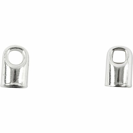 Eindkapje | Verzilverd | Met oog | Voor koord/ketting 4-5 mm | L 7 mm x d 4,5 mm | 8 stuks