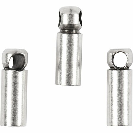 Eindkapje | Verzilverd | Met oog | Voor koord/ketting 2 mm | L 8 mm x d 2 mm | 10 stuks