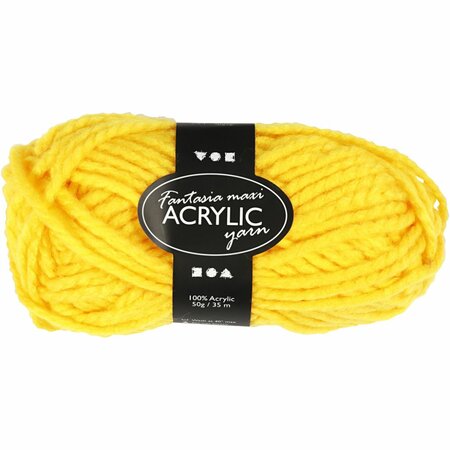 Acrylgaren | Fantasia | Geel | Maxi 2-draads | Haakgaren acryl | Breigaren acryl | 35 m | 50 g | 1 bol