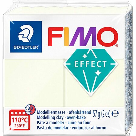 Boetseerklei Nightglow | FIMO Effect Klei | Afbak Klei | Glow In The Dark Polymeer Klei | Sieraden Klei | Nightglow | 57 Gram | 1 Stuk