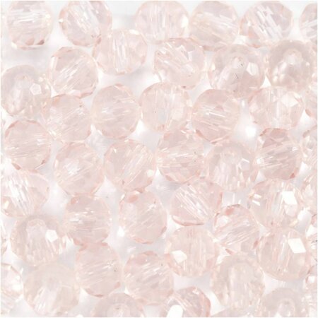 Glas kralen, d 4 mm, gatgrootte 1 mm, lichtroze, 45 stuk/ 1 doos