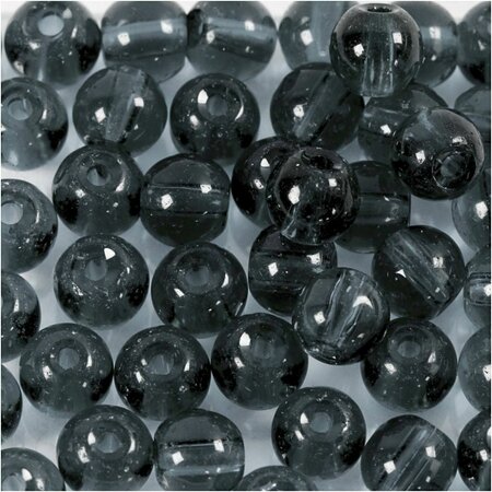 Glas kralen, d 4 mm, gatgrootte 1 mm, grijs, 45 stuk/ 1 doos