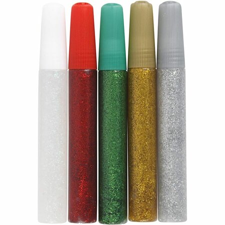 Glitterlijm, diverse kleuren, 5x10 ml/ 1 doos