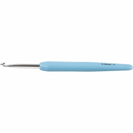 Haaknaald | Ergonomische haaknaald | Softgrip haaknaald | Aluminium haaknaald | 4,5 mm | Lichtblauw