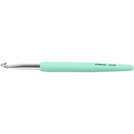 Haaknaald | Ergonomische haaknaald | Softgrip haaknaald | Aluminium haaknaald | 6 mm | Turquoise