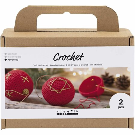 Hobbyset Haken, Kerstballen, rood, 1 doos