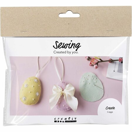 Mini Hobbyset Naaien, paaseieren, pastelkleuren, 1 doos