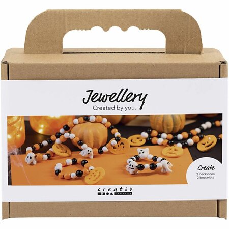 Mini Hobbyset Sieraden, Halsketting en armband, halloween kleuren, 1 doos