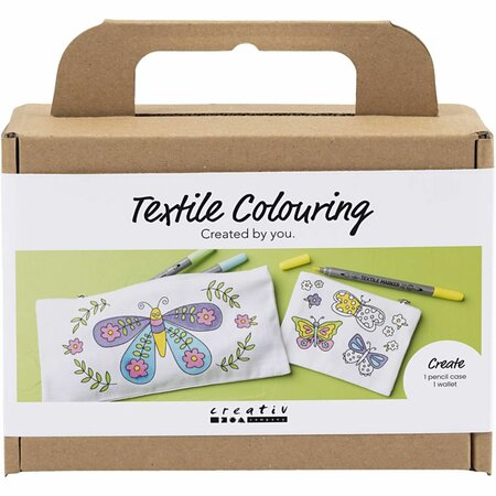 Mini Hobbyset Textiel Decoreren, Vlinders, pastelkleuren, 1 doos