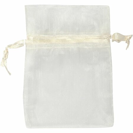 Organza zakjes, afm 7x10 cm, off-white, 10 stuk/ 1 doos