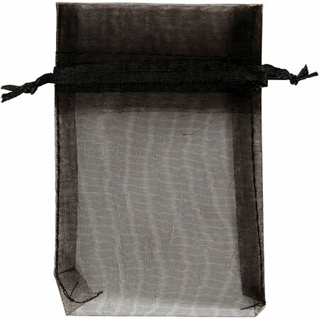 Organza zakjes, afm 7x10 cm, zwart, 10 stuk/ 1 doos