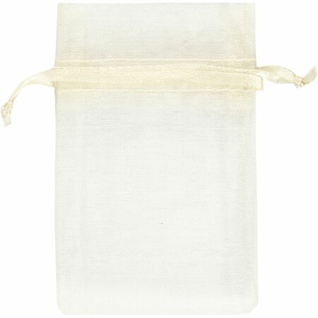Organza zakjes, afm 7x10 cm, off-white, 10 stuk/ 1 doos