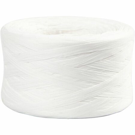 Papier Raffia Garen, B: 7-8 mm, wit, 100 m/ 1 rol