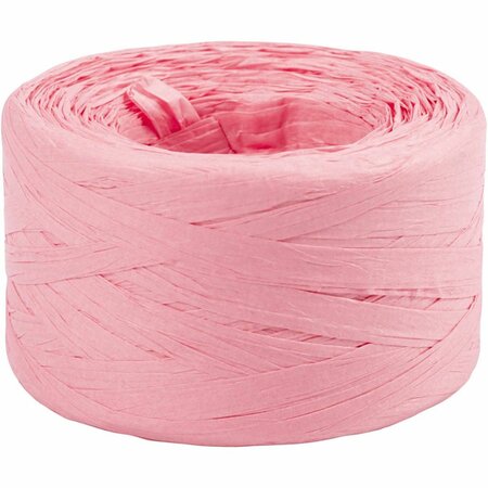 Papier Raffia Garen, B: 7-8 mm, lichtroze, 100 m/ 1 rol