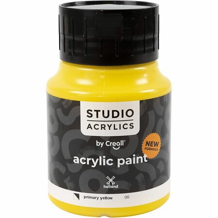 Acrylverf Primair Geel (#06) | Hobbyverf | Gele Acrylic Verf | Semi-Dekkend | 500 ml | 1 stuk