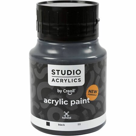 Acrylverf Zwart (#99) | Hobbyverf | Zwarte Acrylic Verf | Dekkend | 500 ml | 1 stuk