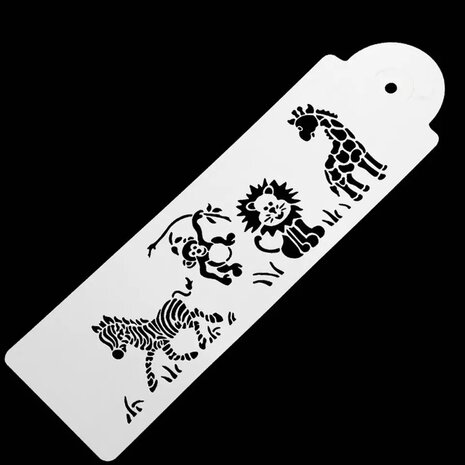 Sjablonen Tekenen - Stencils Tekenen - Jungle Dieren - Zebra - Giraffe - Aap - Leeuw - 33x3,74cm