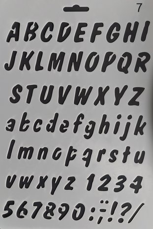 Lettersjablonen - Sjabloon met letters - Alfabet - ABC - Cijfers - Handlettering - Bullet Journaling - #7 - 17,8X26cm
