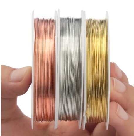 Metallic Koperdraad - Hobbydraad - DIY Draad - Copper Wire - Sieraden maken - Zilverkleurig - Silver - 0,3mm - 13mtr