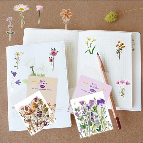 Stickers - Bloemen - Flowers - Scrapbook plaatjes - Sweet - Wit - 9x10,5cm - 40 stuks