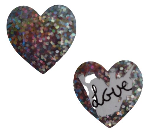 Krasstickers - Zelf krasplaatjes maken - Kraskaart Sticker - Hartjes - Zilver Metallic Glitter - 2,5cm - 10 stuks