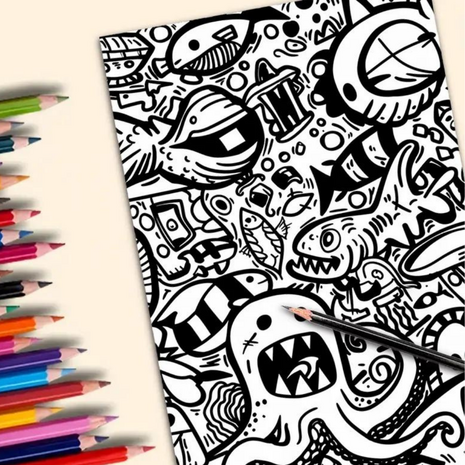 Kleurboek Monsters - Kleurboek Volwassenen En Kinderen - Kleurplaten Monster Print