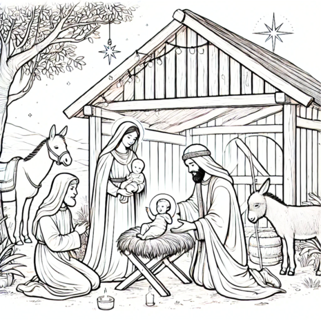 Kerst Kleurboek – Kleurboek Geboorte van Jezus – Bijbels Kleurboek 