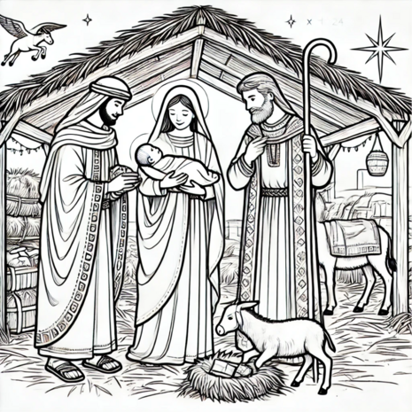 Kerst Kleurboek – Kleurboek Geboorte van Jezus – Bijbels Kleurboek 