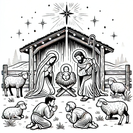 Kerst Kleurboek – Kleurboek Geboorte van Jezus – Bijbels Kleurboek 
