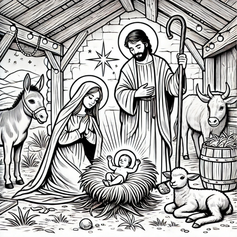 Kerst Kleurboek – Kleurboek Geboorte van Jezus – Bijbels Kleurboek 