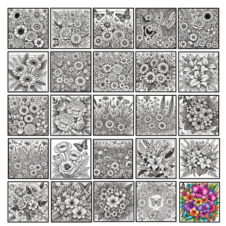Bloemen Kleurboek – Bloemen Kleurplaten – Volwassenen En Kinderen Bloemboeketten