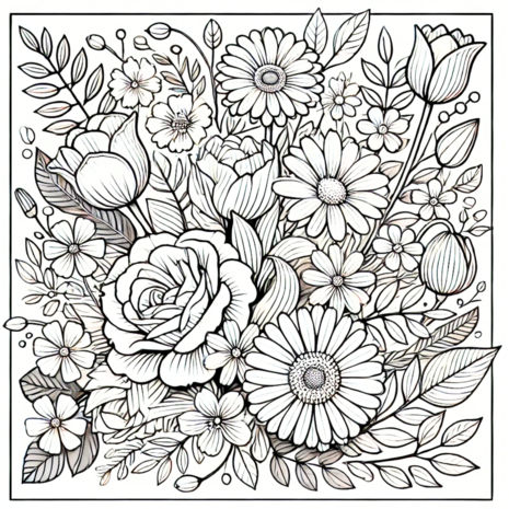Bloemen Kleurboek – Bloemen Kleurplaten – Volwassenen En Kinderen Bloemboeketten