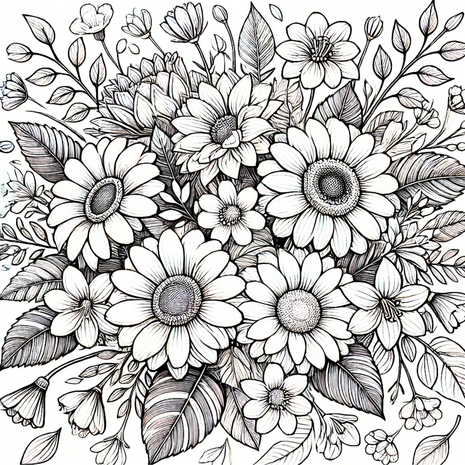 Bloemen Kleurboek – Bloemen Kleurplaten – Volwassenen En Kinderen Bloemboeketten